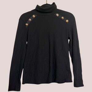 Elegant Black Top with Gold Button Details